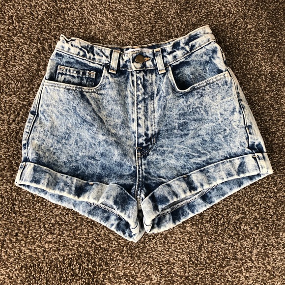 American Apparel Pants - American Apparel Highwaisted acid wash denim short